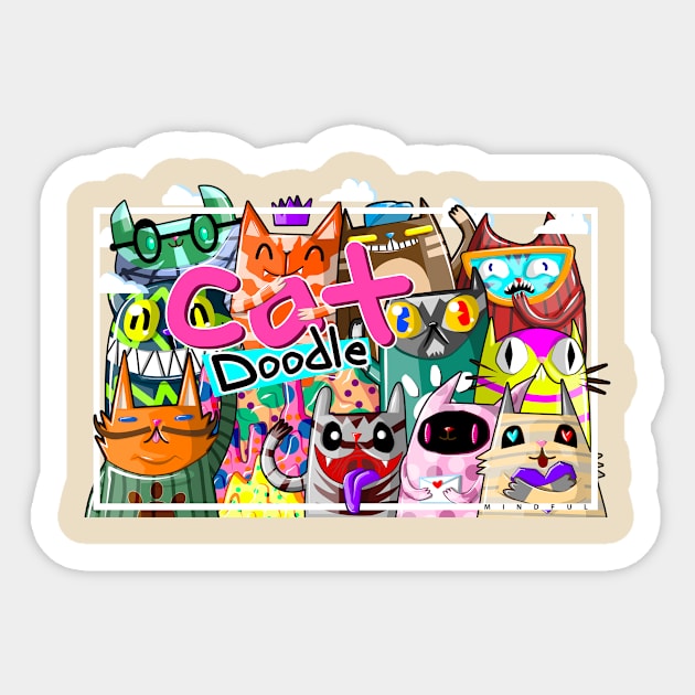 cat doodle 2020 june edition Sticker by chachazart